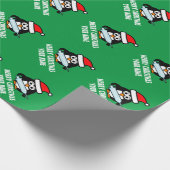 Cute Santa-verpleegpinguïn met kerstspuit Cadeaupapier (Hoek)