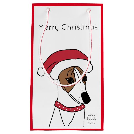 Cute Santa Whippet Merry kerstcadeau Klein Cadeauzakje (Voorkant)