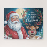 Cute Santa With Merry Christmas Reindeer Legpuzzel<br><div class="desc">Cute Santa With Merry Christmas Reindeer
Holiday Fun
Christmas Greetings
Art/illustration
colorful
customizable</div>