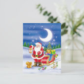 Cute Santa with sledge Feestdagenkaart (Staand voorkant)