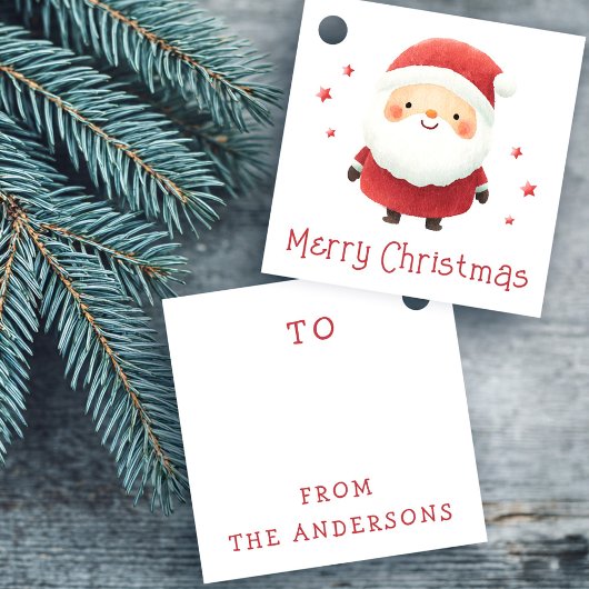 Cute Santa with stars Merry Christmas gift or Bedankjes Labels