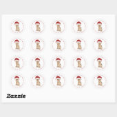 Cute Santa Yorkie-kerstterugzendadres Ronde Sticker (Vel)