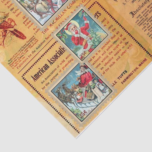 Cute  Santas en Newspaper Collage Tissuepapier (Detail)