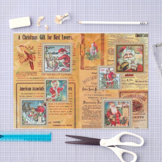 Cute  Santas en Newspaper Collage Tissuepapier (Craft)