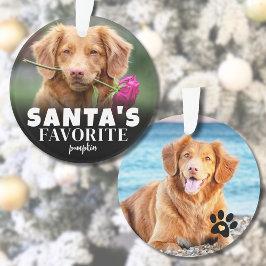 Cute Santa's Favoriete Hond Foto Kerstmis Ornament
