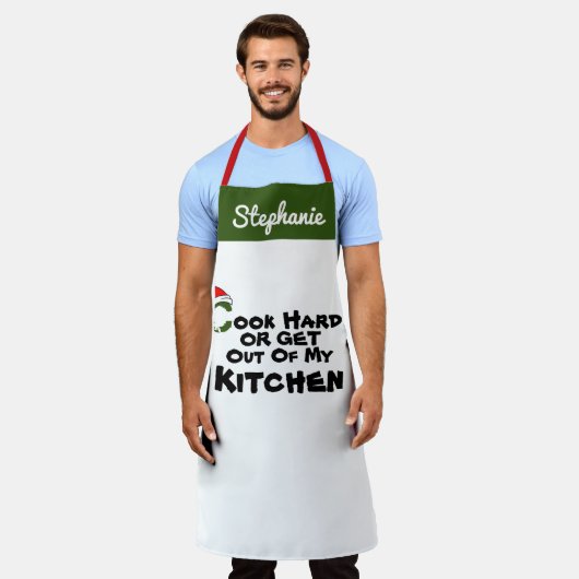 Cute Santa's Pet Personaliseer kerstnaam Schort (Gedragen)