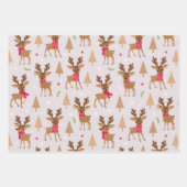 Cute Santas & Reindeers Inpakpapier Vel (Voorkant 3)