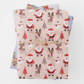 Cute Santas & Reindeers Inpakpapier Vel (In situ)