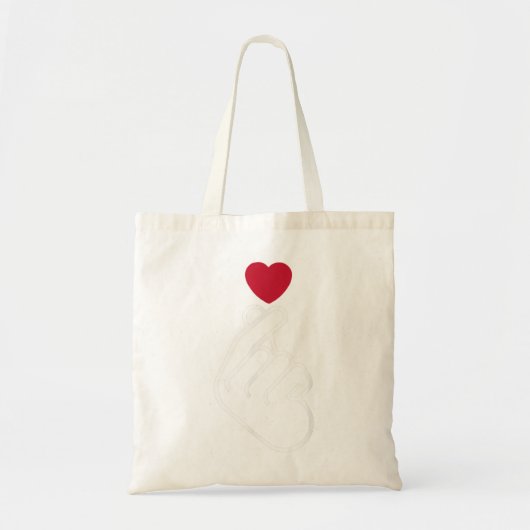 Cute Saranghae Korean Finger Heart K-Pop K-Drama L Tote Bag (Voorkant)