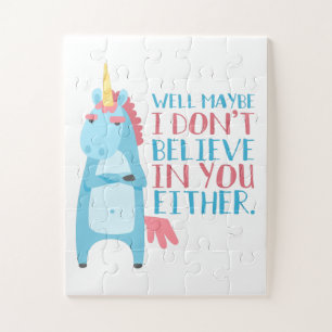 Cute Sarcastic Blue en Roze Unicorn Legpuzzel