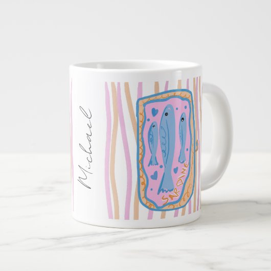 Cute Sardine Art Grote Koffiekop (Voorkant rechts)