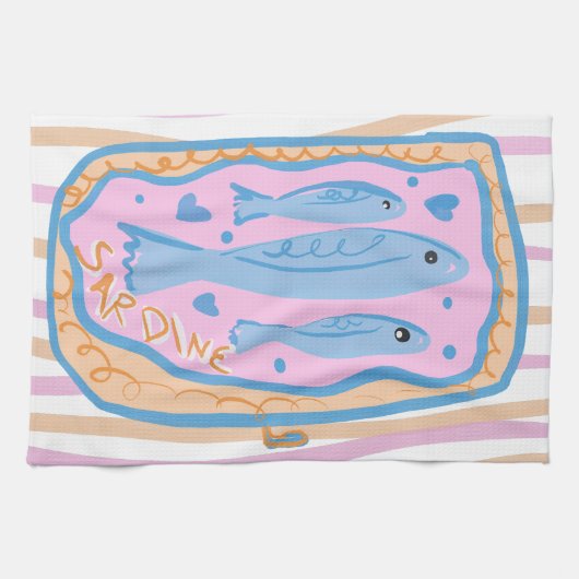 Cute Sardine Art Theedoek (Horizontaal)