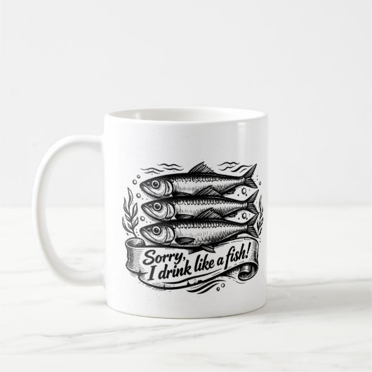 Cute Sardine Fish Quote Koffiemok (Links)