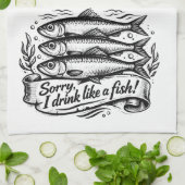 Cute Sardine Fish Quote T-Shirt Theedoek (Gevouwen)