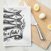 Cute Sardine Fish Quote T-Shirt Theedoek (Quarter Fold)
