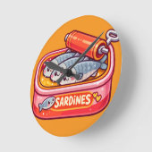 Cute Sardines Can Pink Orange Ronde Klok (Hoek)