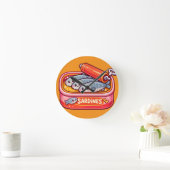 Cute Sardines Can Pink Orange Ronde Klok (Huis)