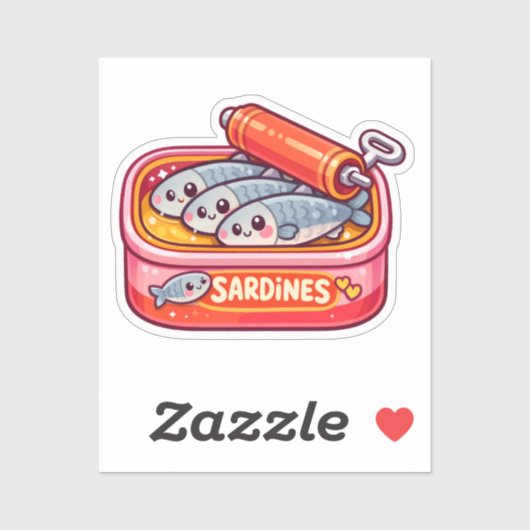 Cute Sardines Can Pink Orange Sticker (Vel)