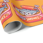 Cute Sardines Fish Cartoon Cadeaupapier (Rol Hoek)