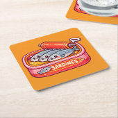 Cute Sardines Fish Cartoon Kartonnen Onderzetters (Schuin)