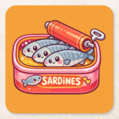 Cute Sardines Fish Cartoon Kartonnen Onderzetters (Voorkant)