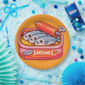 Cute Sardines Fish Cartoon Papieren Bordje (Feest)