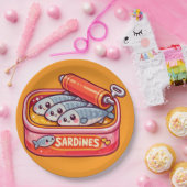 Cute Sardines Fish Cartoon Papieren Bordje (Feest)