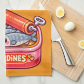 Cute Sardines Fish Cartoon Theedoek (Quarter Fold)
