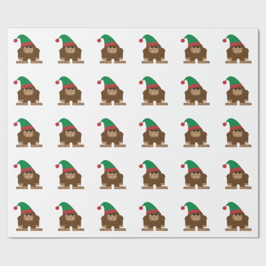 Cute Sasquatch Kerstmis Elf Cadeaupapier (Vlak)