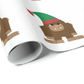 Cute Sasquatch Kerstmis Elf Cadeaupapier (Rol Hoek)
