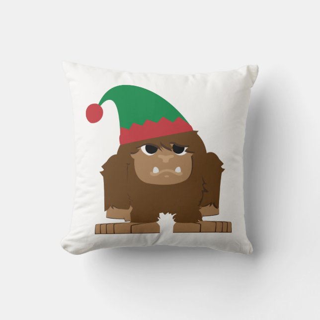 Cute Sasquatch Kerstmis Elf Kussen (Voorkant)