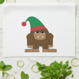 Cute Sasquatch Kerstmis Elf Theedoek