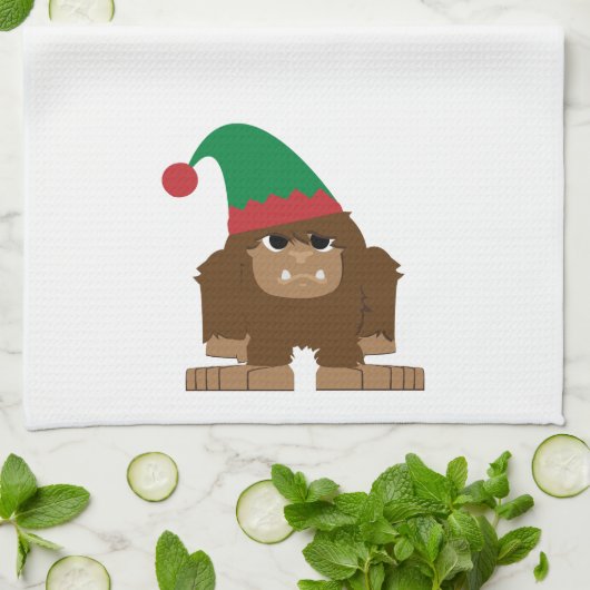 Cute Sasquatch Kerstmis Elf Theedoek (Gevouwen)