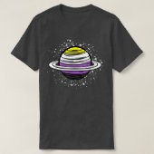 Cute Saturn Planet Non-Binary Flag Agender Genderq T-shirt (Design voorkant)