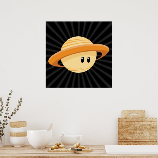 Cute Saturn Planet Poster (Keuken)