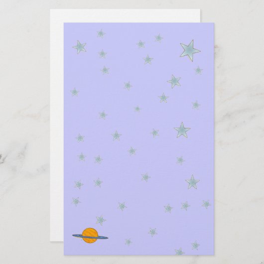 Cute Saturn Stationery Briefpapier (Voorkant / Achterkant)