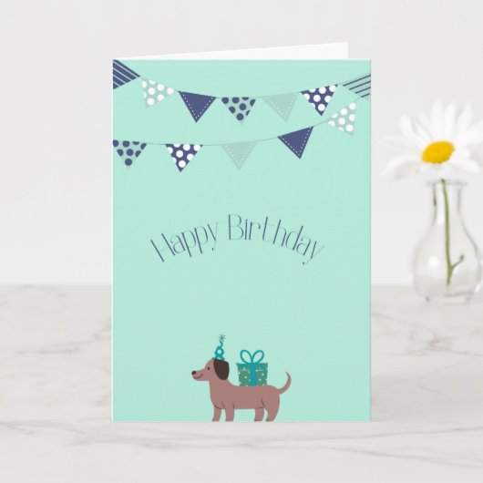 Cute Sausage Dog Birthday Kaart (Kleine Plant)