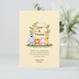 Cute savanne dieren kids verjaardag  bedankkaart