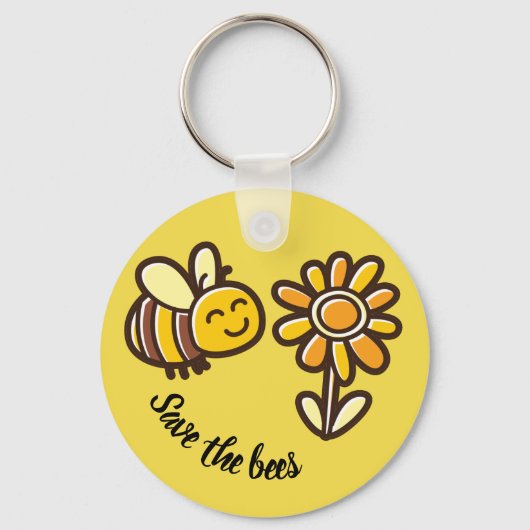 Cute Save the bees sleutelhanger gift (Voorkant)