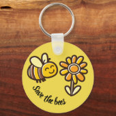 Cute Save the bees sleutelhanger gift (Voorkant)