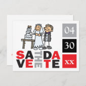Cute Save the Dates Card Couple Cut Wedcoke Aankondigingskaart (Voorkant / Achterkant)