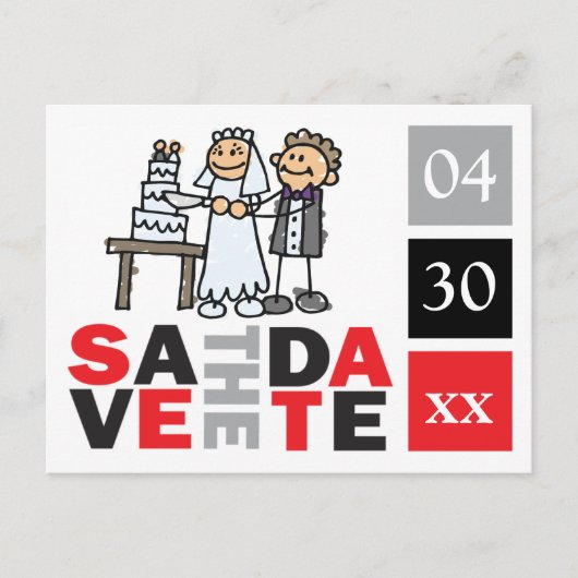 Cute Save the Dates Card Couple Cut Wedcoke Aankondigingskaart (Voorkant)