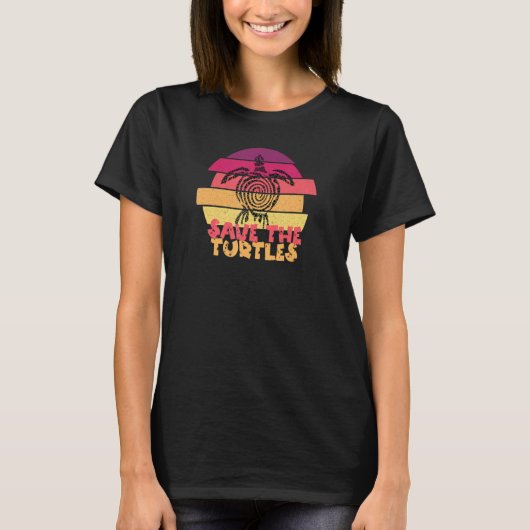 Cute Save The Turtles Beachy Vibe T-shirt (Voorkant)