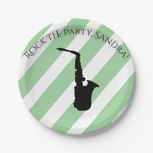 Cute Saxophone Rock- en Rollmuziekinstrumenten Papieren Bordje (Voorkant)