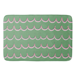 Cute Scallop Green and Pink Bath Mat