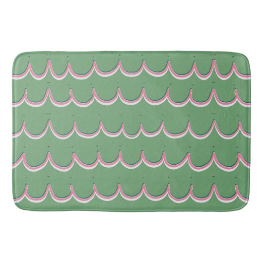 Cute Scallop Green and Pink Bath Mat (Voorkant)