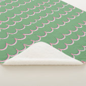 Cute Scalloped Green and Pink Sherpa Blanket Deken (3/4)