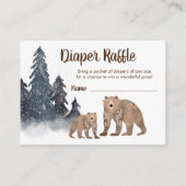 Cute Scandi Beren Winter Baby shower Diaper Raffle Informatiekaartje (Voorkant)