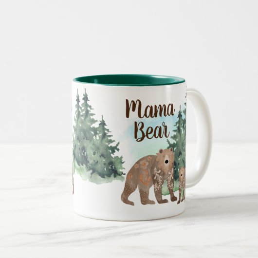 Cute Scandi Beren Woodland Forest Mama Beer Tweekleurige Koffiemok (Voorkant rechts)
