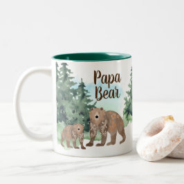 Cute Scandi Beren Woodland Forest Papa Beer Tweekleurige Koffiemok